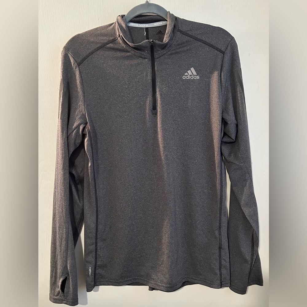 NEW adidas Gray Running Quarter-Zip Top Size S